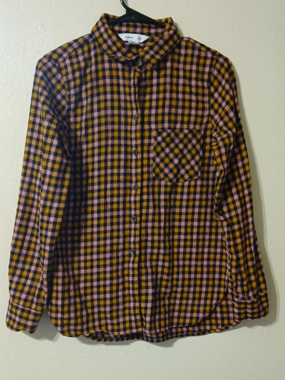 Old Navy Yellow & Pink Plaid Button-Down Shirt
